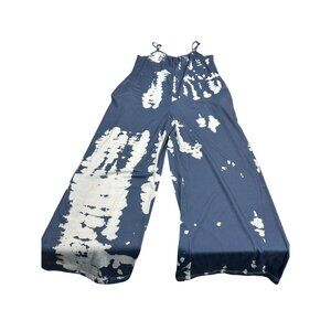 Tie-Dye Blue & White Spaghetti Strap Jumpsuit